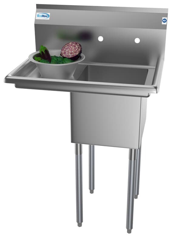 29 in. One compartment Stainless Steel Commercial Restaurant Sink with Drainboard, Bowl Size 14" x 16" x 11
