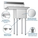 29 in. One compartment Stainless Steel Commercial Restaurant Sink with Drainboard, Bowl Size 14" x 16" x 11 view 3