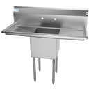 45 in. One Compartment Stainless Steel Commercial Sink with Drainboards, Bowl Size 15"x 15"x 12 view 2