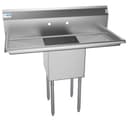 45 in. One Compartment Stainless Steel Commercial Sink with Drainboards, Bowl Size 15"x 15"x 12 view 4