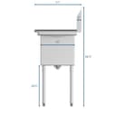 45 in. One Compartment Stainless Steel Commercial Sink with Drainboards, Bowl Size 15"x 15"x 12 view 10