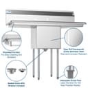 45 in. One Compartment Stainless Steel Commercial Sink with Drainboards, Bowl Size 15"x 15"x 12 view 11