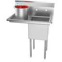 33 in. One Compartment Stainless Steel Commercial Sink with Drainboard, Bowl Size 15"x 15"x 12 view 1