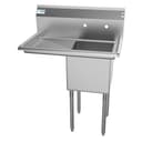 33 in. One Compartment Stainless Steel Commercial Sink with Drainboard, Bowl Size 15"x 15"x 12 view 2