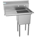 33 in. One Compartment Stainless Steel Commercial Sink with Drainboard, Bowl Size 15"x 15"x 12 view 4