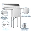 33 in. One Compartment Stainless Steel Commercial Sink with Drainboard, Bowl Size 15"x 15"x 12 view 10