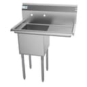 33 in. One Compartment Stainless Steel Commercial Sink with Drainboard, Bowl Size 15"x 15"x 12 view 2