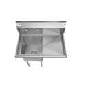 33 in. One Compartment Stainless Steel Commercial Sink with Drainboard, Bowl Size 15"x 15"x 12 view 4