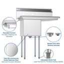 33 in. One Compartment Stainless Steel Commercial Sink with Drainboard, Bowl Size 15"x 15"x 12 view 12