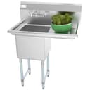33 in. One Compartment Stainless Steel Commercial Sink with Drainboard, Bowl Size 15"x 15"x 12 view 1