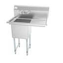 33 in. One Compartment Stainless Steel Commercial Sink with Drainboard, Bowl Size 15"x 15"x 12 view 4