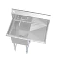 33 in. One Compartment Stainless Steel Commercial Sink with Drainboard, Bowl Size 15"x 15"x 12 view 5