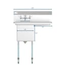 33 in. One Compartment Stainless Steel Commercial Sink with Drainboard, Bowl Size 15"x 15"x 12 view 10