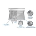33 in. One Compartment Stainless Steel Commercial Sink with Drainboard, Bowl Size 15"x 15"x 12 view 11