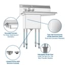 33 in. One Compartment Stainless Steel Commercial Sink with Drainboard, Bowl Size 15"x 15"x 12 view 12