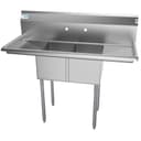 48 in. Two Compartment Stainless Steel Commercial Sink with 2 Drainboards, Bowl Size 12"x 16"x 10 view 2