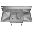 48 in. Two Compartment Stainless Steel Commercial Sink with 2 Drainboards, Bowl Size 12"x 16"x 10 view 3