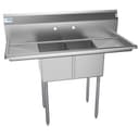 48 in. Two Compartment Stainless Steel Commercial Sink with 2 Drainboards, Bowl Size 12"x 16"x 10 view 4