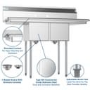 48 in. Two Compartment Stainless Steel Commercial Sink with 2 Drainboards, Bowl Size 12"x 16"x 10 view 11
