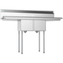 56 in. Two Compartment Stainless Steel Commercial Sink with 2 Drainboards, Bowl Size 12"x 16"x 10 view 5