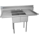 56 in. Two Compartment Stainless Steel Commercial Sink with 2 Drainboards, Bowl Size 12"x 16"x 10 view 6