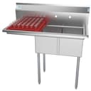 43 in. Two Compartment Stainless Steel Commercial Sink with Drainboard, Bowl Size 12"x 16"x 10 view 1