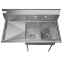 43 in. Two Compartment Stainless Steel Commercial Sink with Drainboard, Bowl Size 12"x 16"x 10 view 3