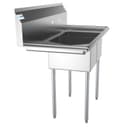 43 in. Two Compartment Stainless Steel Commercial Sink with Drainboard, Bowl Size 12"x 16"x 10 view 4