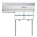 43 in. Two Compartment Stainless Steel Commercial Sink with Drainboard, Bowl Size 12"x 16"x 10 view 9