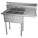 43 in. Two Compartment Stainless Steel Commercial Sink with Drainboard, Bowl Size 12"x 16"x 10 view 2