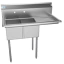 43 in. Two Compartment Stainless Steel Commercial Sink with Drainboard, Bowl Size 12"x 16"x 10 view 4