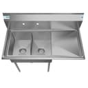 43 in. Two Compartment Stainless Steel Commercial Sink with Drainboard, Bowl Size 12"x 16"x 10 view 6