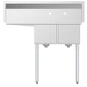 43 in. Two Compartment Stainless Steel Commercial Sink with Drainboard, Bowl Size 12"x 16"x 10 view 8