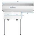 43 in. Two Compartment Stainless Steel Commercial Sink with Drainboard, Bowl Size 12"x 16"x 10 view 11