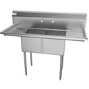 52 in. Two Compartment Stainless Steel Commercial Sink with 2 Drainboards, Bowl Size 14"x 16"x 11 view 3