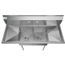 52 in. Two Compartment Stainless Steel Commercial Sink with 2 Drainboards, Bowl Size 14"x 16"x 11 view 4