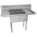 52 in. Two Compartment Stainless Steel Commercial Sink with 2 Drainboards, Bowl Size 14"x 16"x 11 view 6