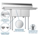 52 in. Two Compartment Stainless Steel Commercial Sink with 2 Drainboards, Bowl Size 14"x 16"x 11 view 11
