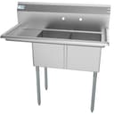 43 in. Two Compartment Stainless Steel Commercial Sink with Drainboard, Bowl Size 14"x 16"x 11 view 1