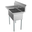 43 in. Two Compartment Stainless Steel Commercial Sink with Drainboard, Bowl Size 14"x 16"x 11 view 3