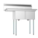 43 in. Two Compartment Stainless Steel Commercial Sink with Drainboard, Bowl Size 14"x 16"x 11 view 4