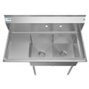 43 in. Two Compartment Stainless Steel Commercial Sink with Drainboard, Bowl Size 14"x 16"x 11 view 9
