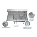43 in. Two Compartment Stainless Steel Commercial Sink with Drainboard, Bowl Size 14"x 16"x 11 view 12
