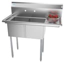 43 in. Two Compartment Stainless Steel Commercial Sink with Drainboard, Bowl Size 14"x 16"x 11 view 1
