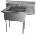 43 in. Two Compartment Stainless Steel Commercial Sink with Drainboard, Bowl Size 14"x 16"x 11 view 2