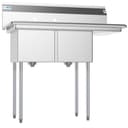 43 in. Two Compartment Stainless Steel Commercial Sink with Drainboard, Bowl Size 14"x 16"x 11 view 3
