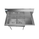 43 in. Two Compartment Stainless Steel Commercial Sink with Drainboard, Bowl Size 14"x 16"x 11 view 5