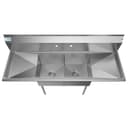 60 in. Two Compartment Stainless Steel Commercial Sink with 2 Drainboards, Bowl Size 15"x 15"x 12 view 6