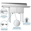 60 in. Two Compartment Stainless Steel Commercial Sink with 2 Drainboards, Bowl Size 15"x 15"x 12 view 11