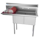 48 in. Two Compartment Stainless Steel Commercial Sink with 2 Drainboards, Bowl Size 15"x 15"x 12 view 1
